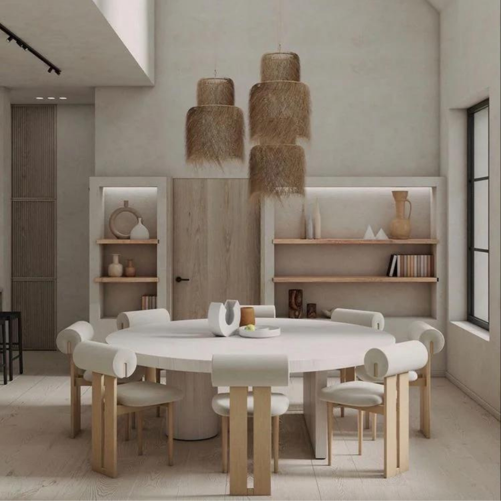 Design chair in wood and bouclé wool AMSI