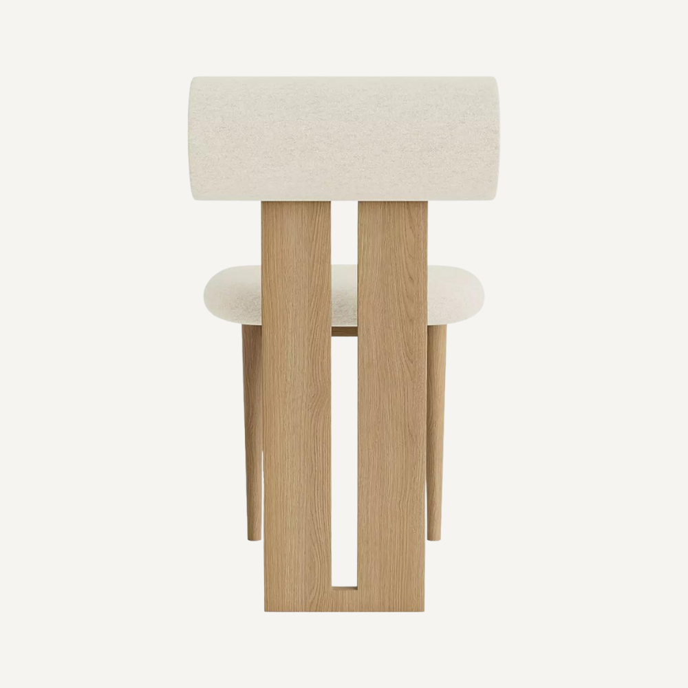 Design chair in wood and bouclé wool AMSI