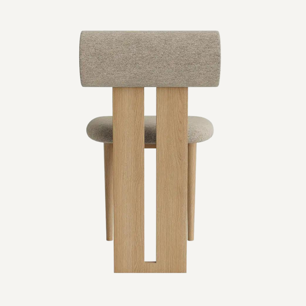 Design chair in wood and bouclé wool AMSI
