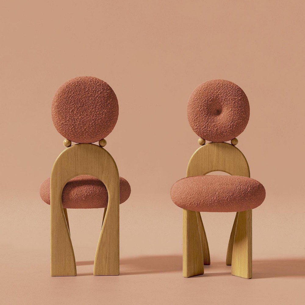 Round design chair in bouclé wool RONDINA