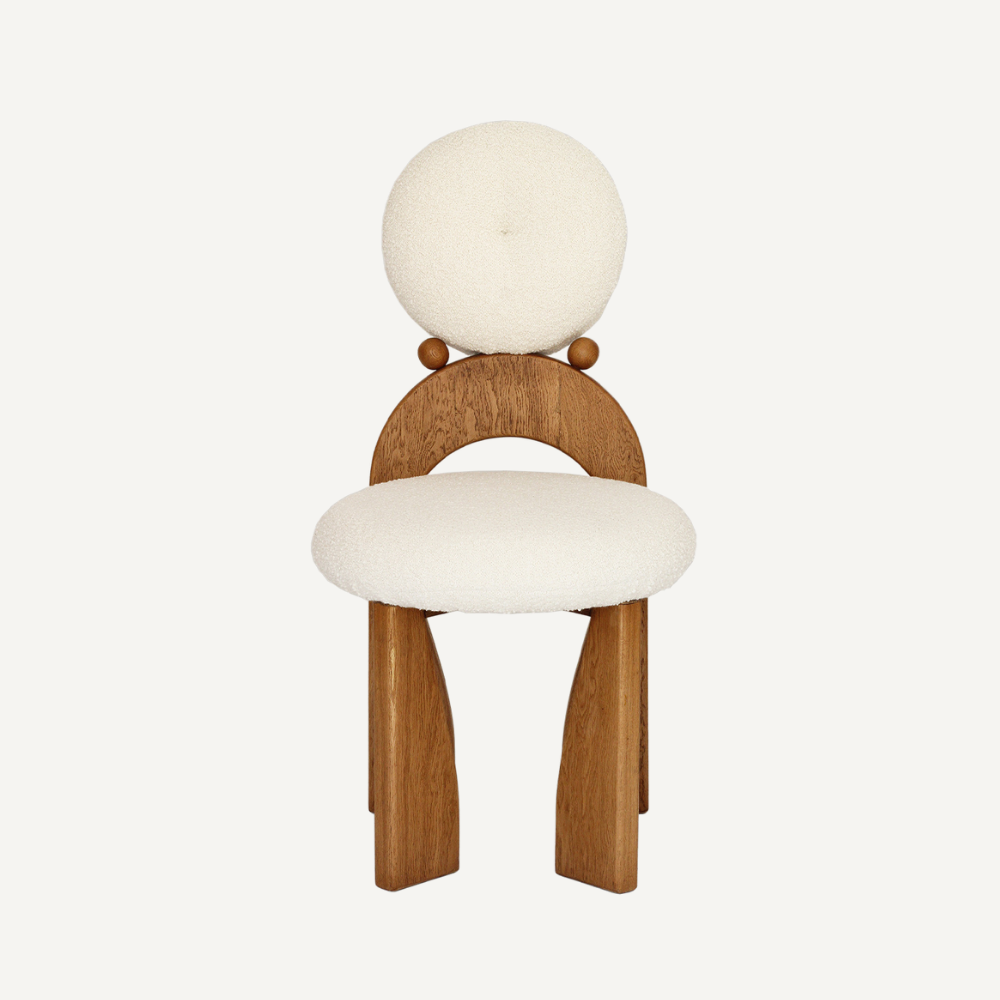 Round design chair in bouclé wool RONDINA