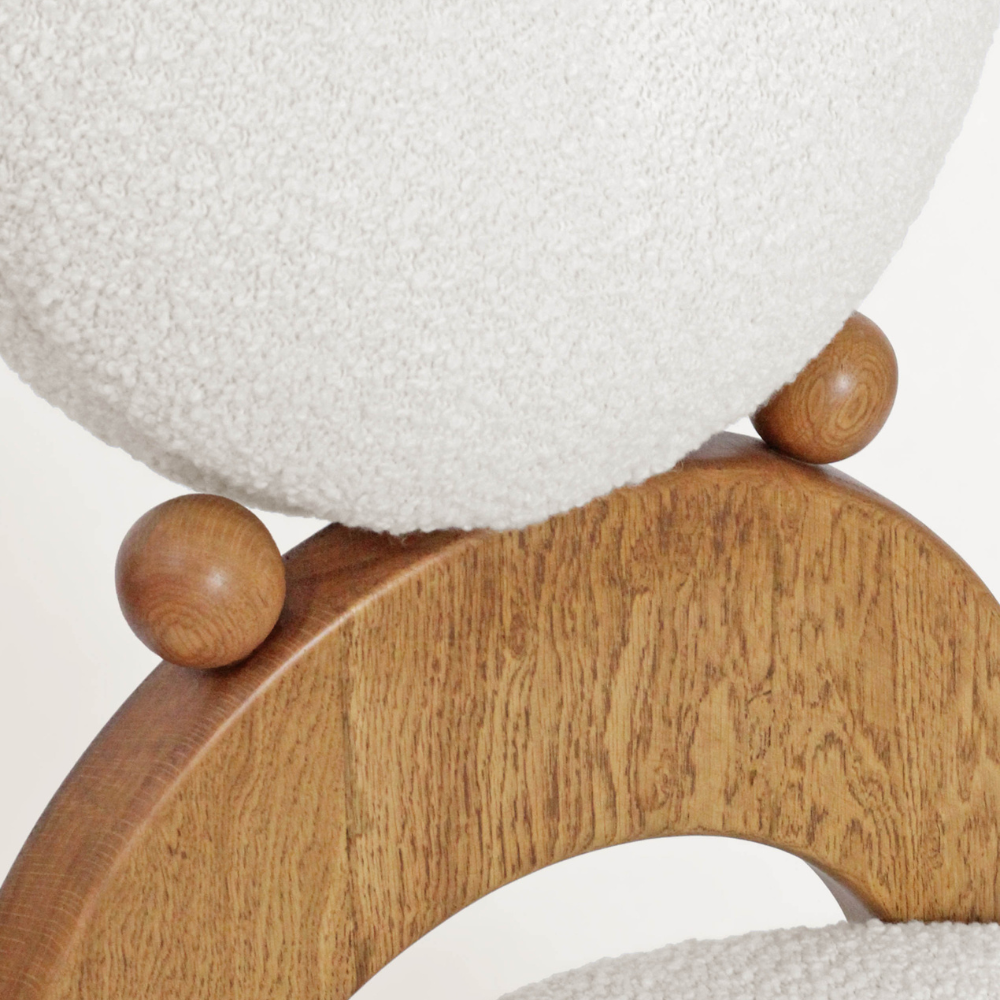 Round design chair in bouclé wool RONDINA