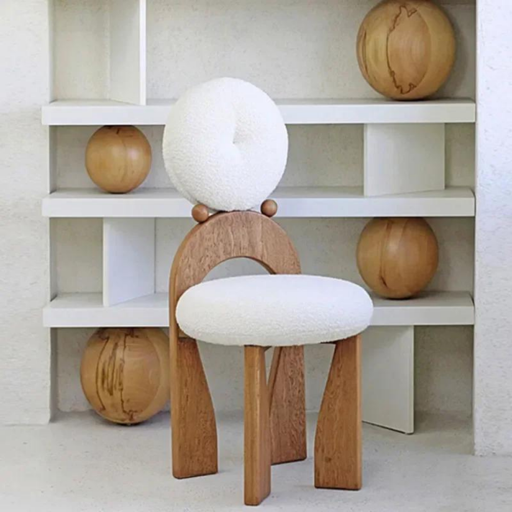 Round design chair in bouclé wool RONDINA