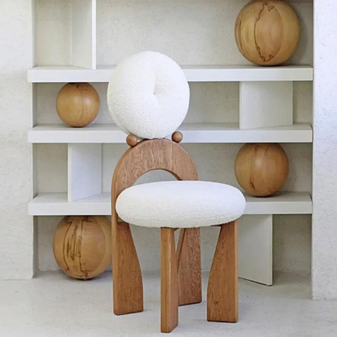 Round design chair in bouclé wool RONDINA