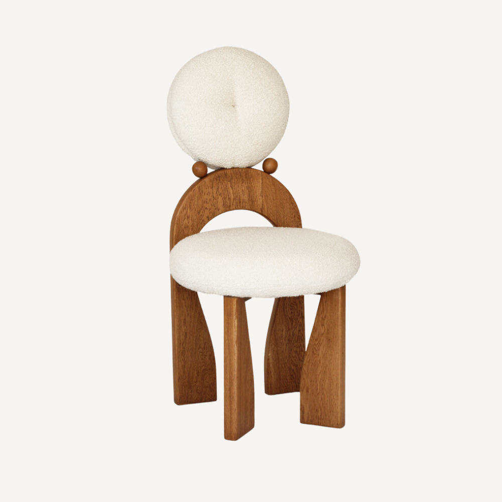 Round design chair in bouclé wool RONDINA