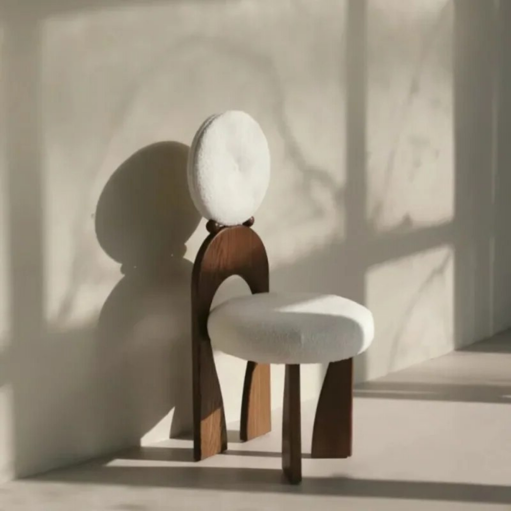 Round design chair in bouclé wool RONDINA