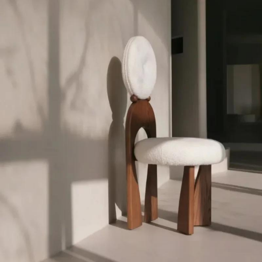 Round design chair in bouclé wool RONDINA