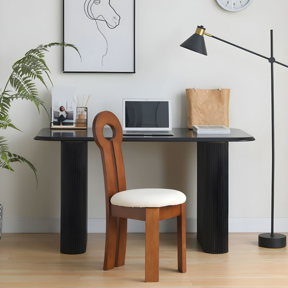 Design chair in wood and boucle wool GALICIA