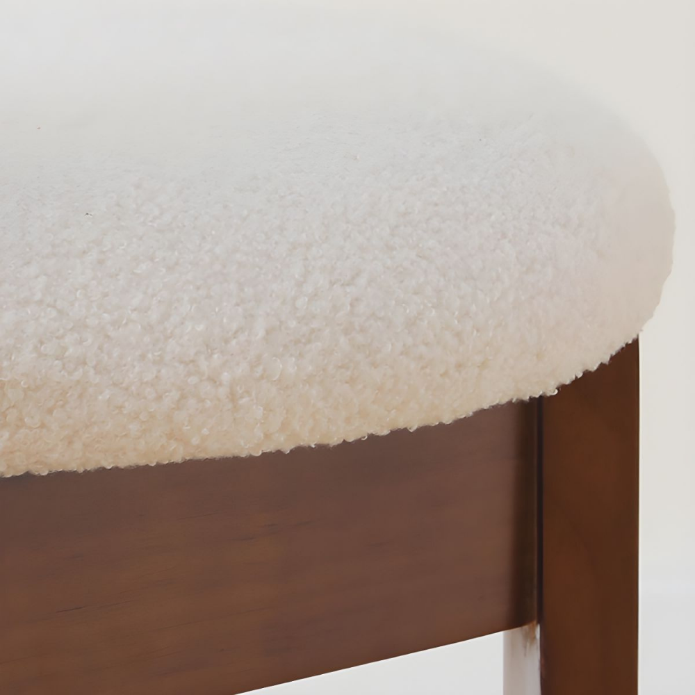 Design chair in wood and boucle wool GALICIA