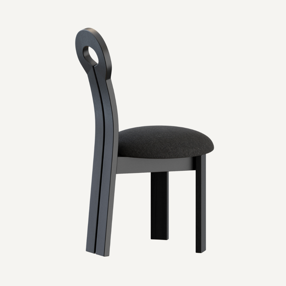 Design chair in wood and boucle wool GALICIA