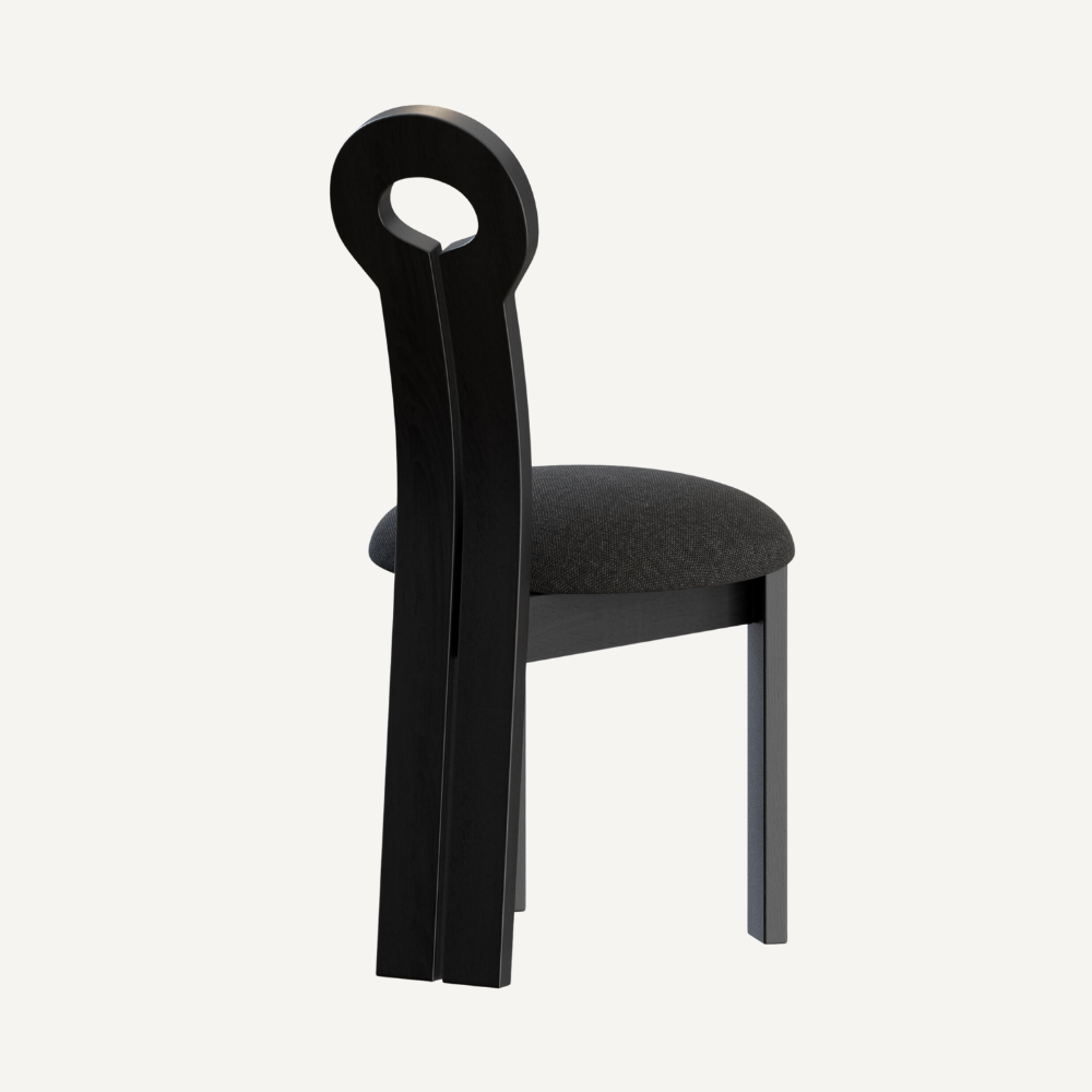 Design chair in wood and boucle wool GALICIA