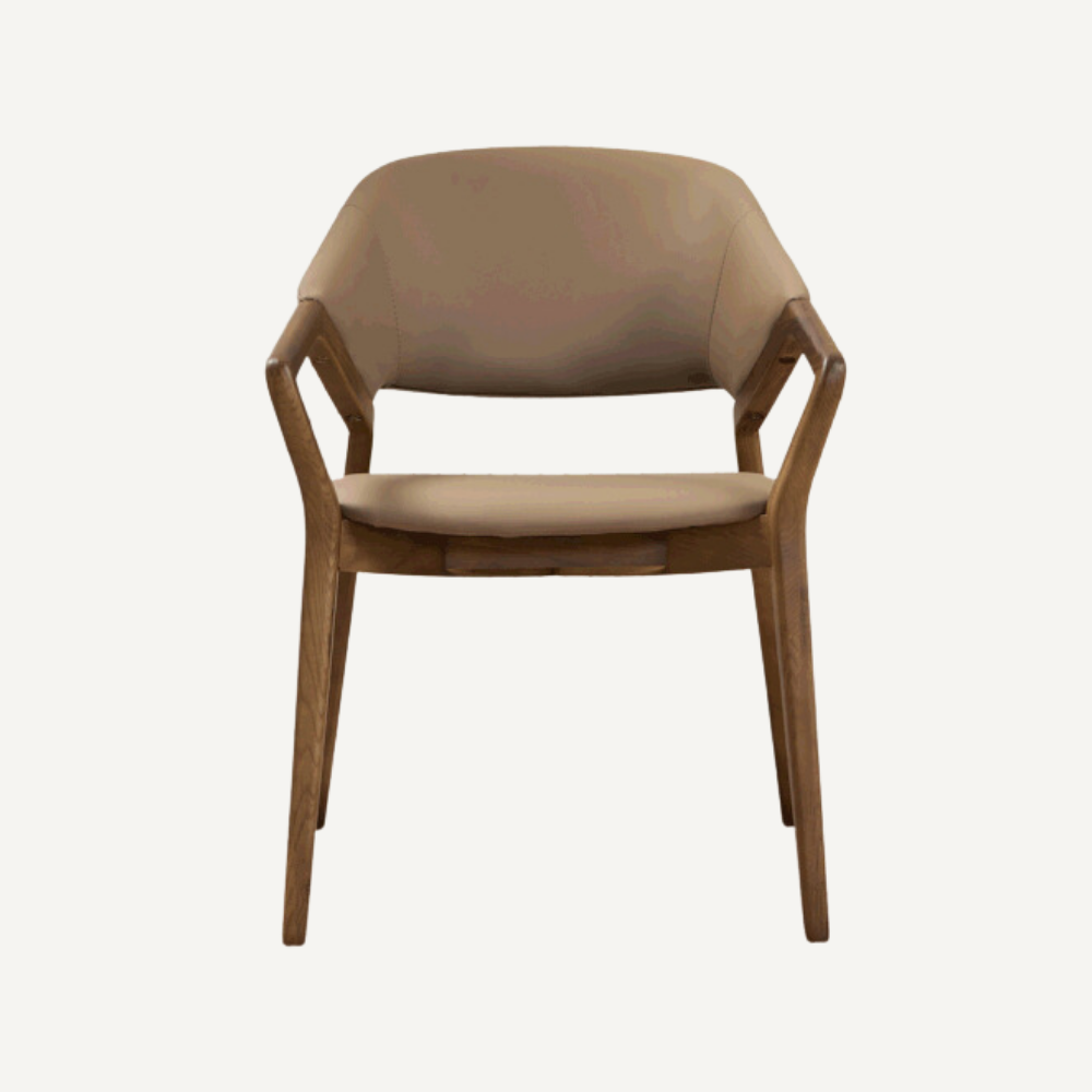 Leather and wood chair PRESIDIA