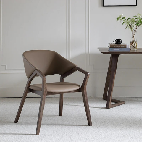 Leather and wood chair PRESIDIA