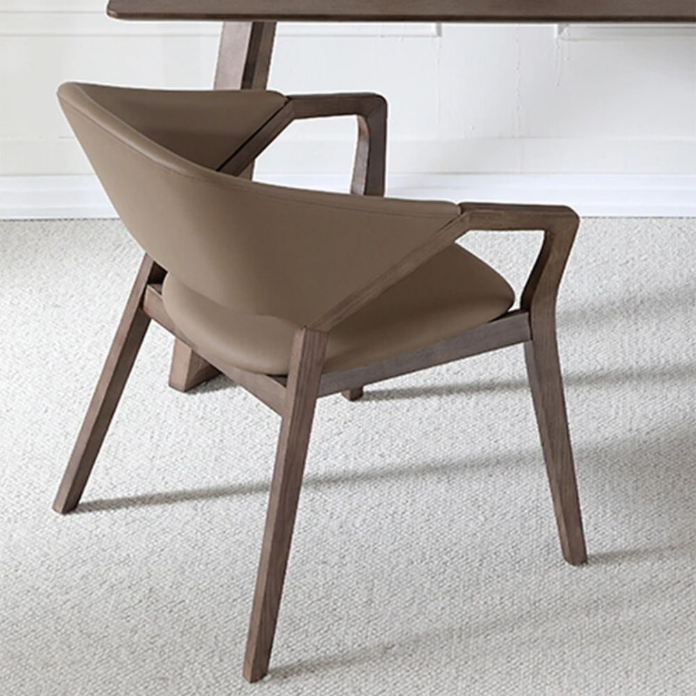 Leather and wood chair PRESIDIA