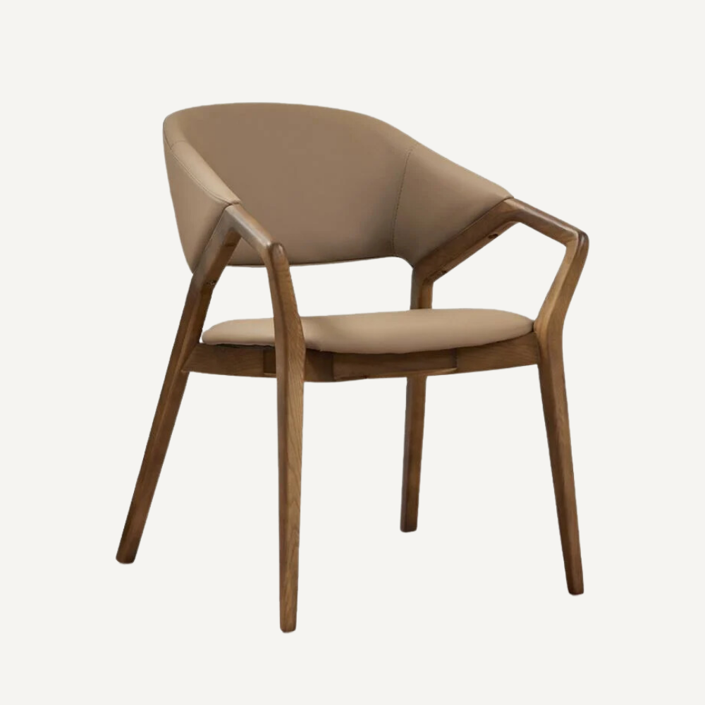 Leather and wood chair PRESIDIA