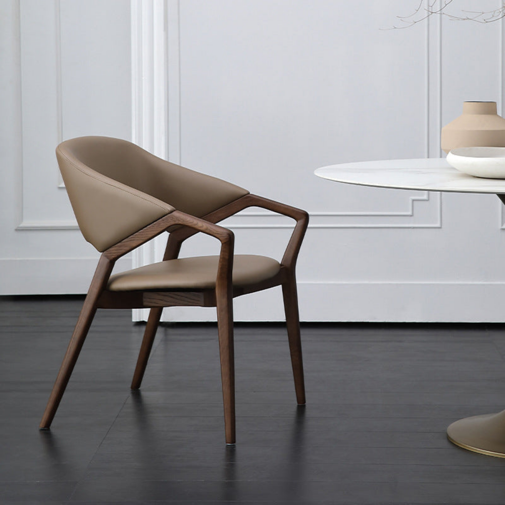 Leather and wood chair PRESIDIA