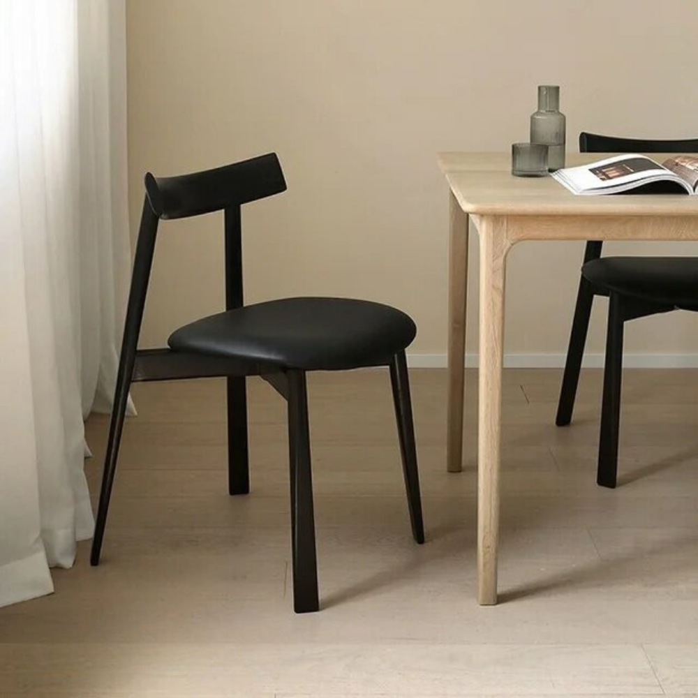 LASSIK leather and wood chair