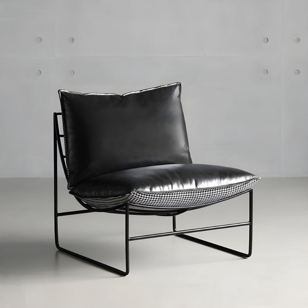 Metal and leather lounge chair MANHATTAN