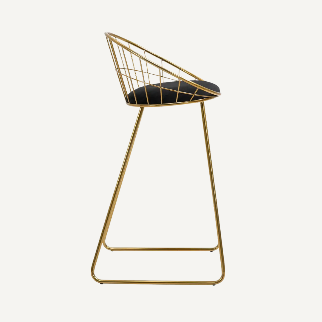 Modern bar stool gold coated metal structure Jolie |Diiiz