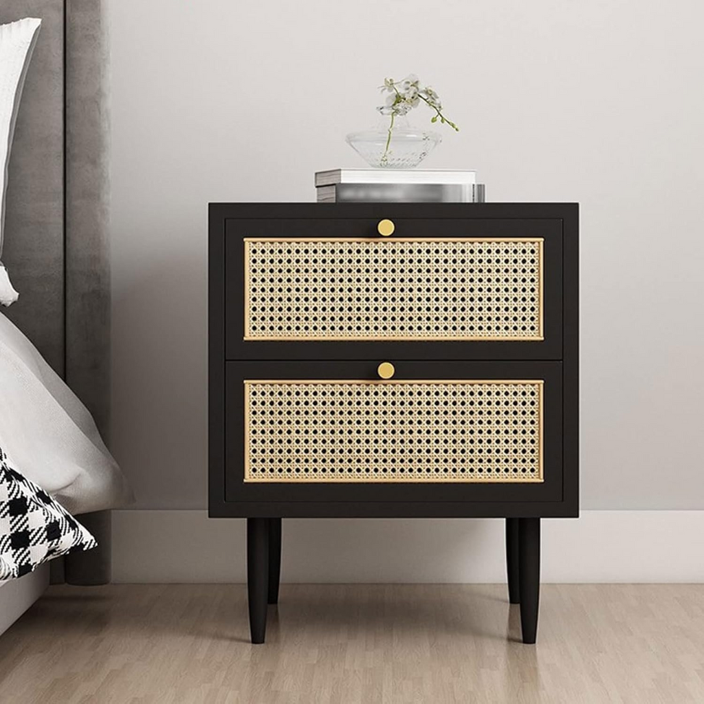 COSTWAY Nachtkastje van rotan, bijzettafel van hout met lade en grenenhouten poten, banktafel in boho-stijl, nachtkastje voor woonkamer, slaapkamer, 40 x 30 x 60,5 cm COSTWAY Nachtkastje van rotan, bijzettafel van hout met lade en grenenhouten poten, banktafel in boho-stijl, nachtkastje voor woonkamer, slaapkamer, 40 x 30 x 60,5 cm