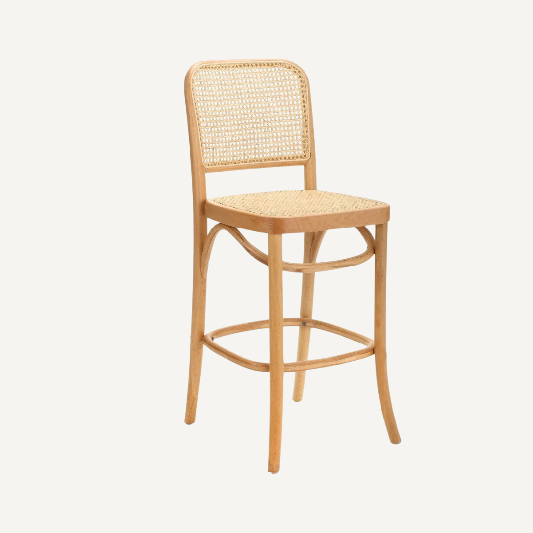 Lidia Cane wooden bar chair