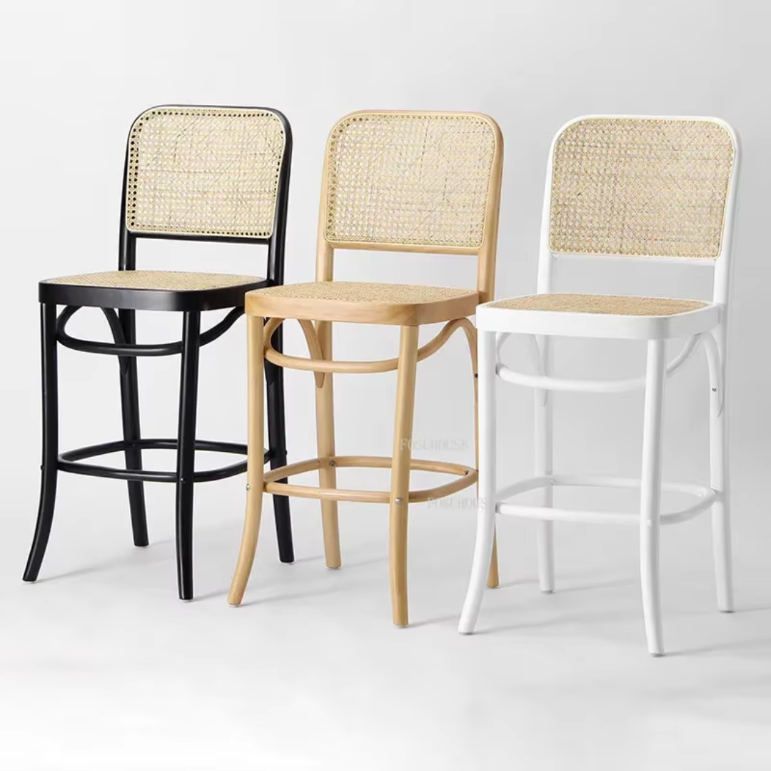 Lidia Cane wooden bar chair