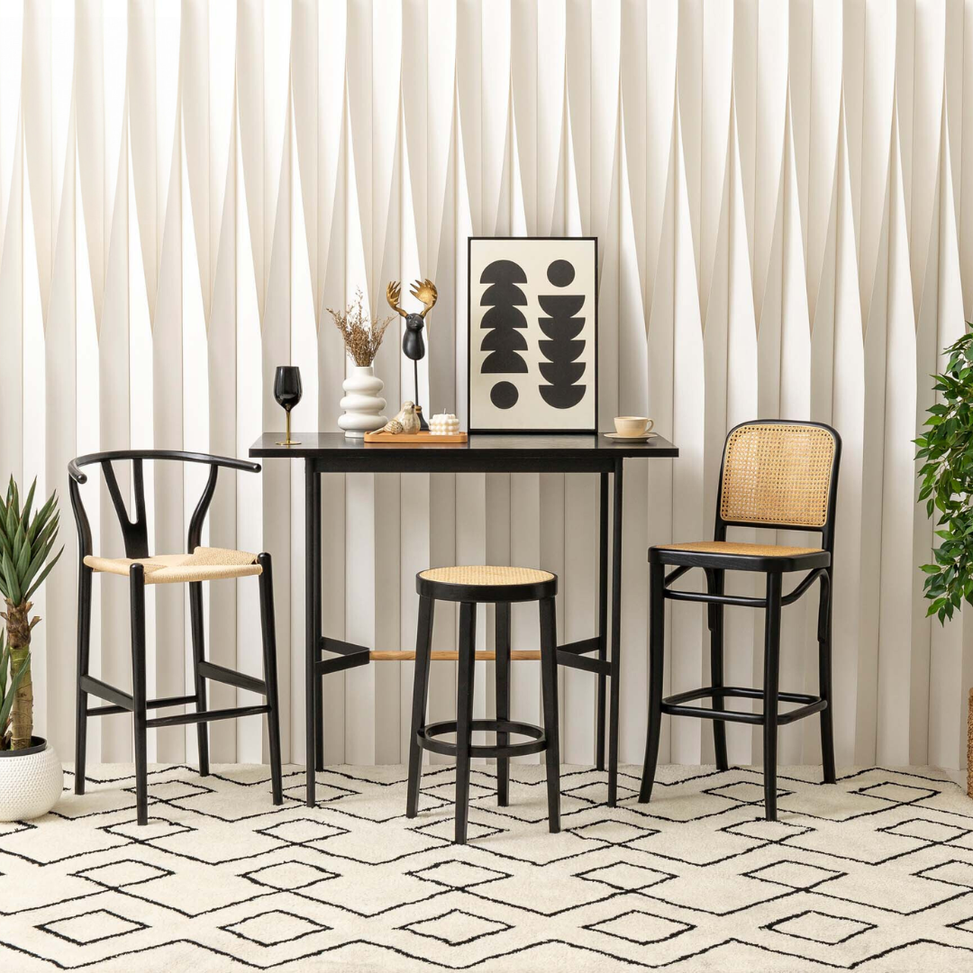 Lidia Cane wooden bar chair