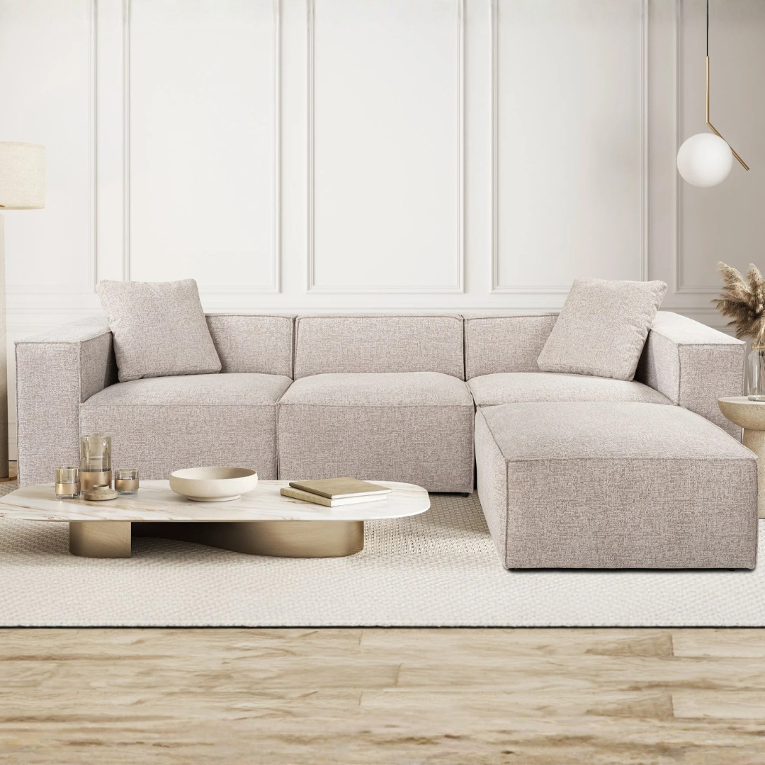 Lora – Mocha L Shape Corner Sofa | Designer Sectional for Living Room