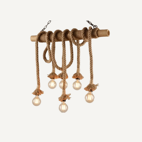 Wooden chandelier with rope