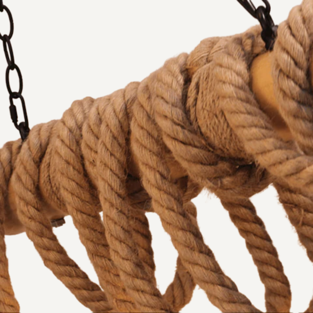 Wooden chandelier with rope