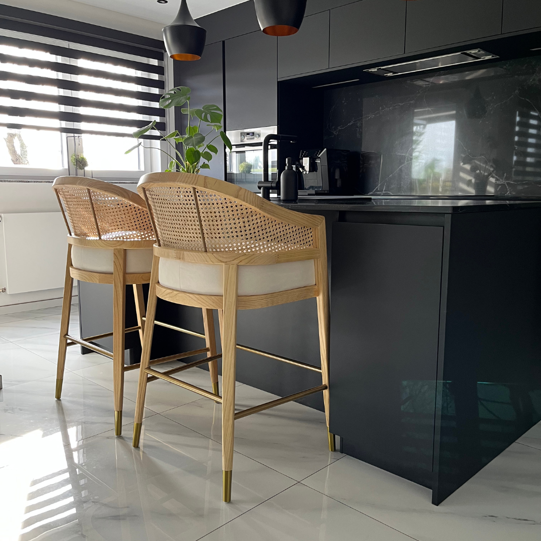 MARY Wood and cane Bar stool