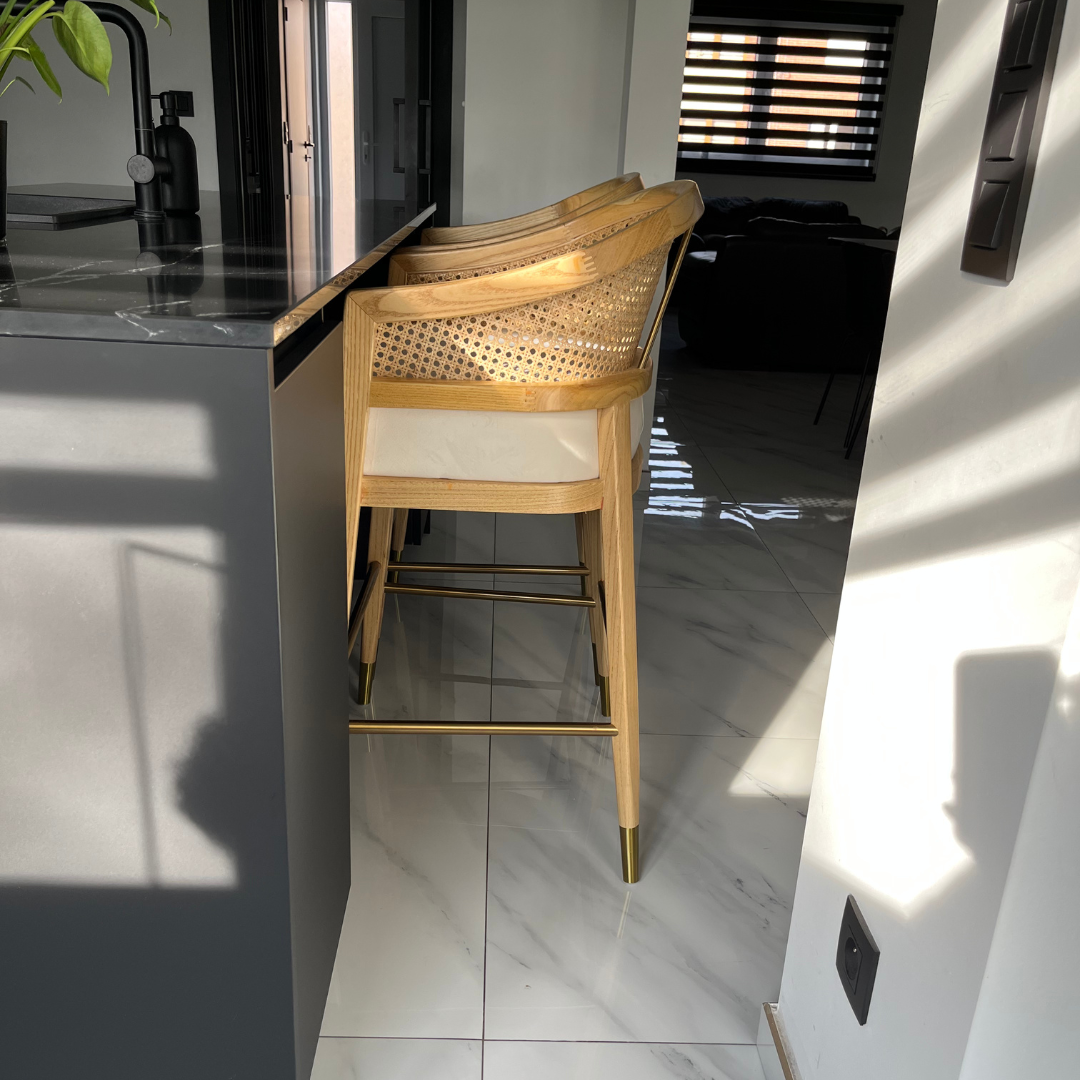 MARY Wood and cane Bar stool