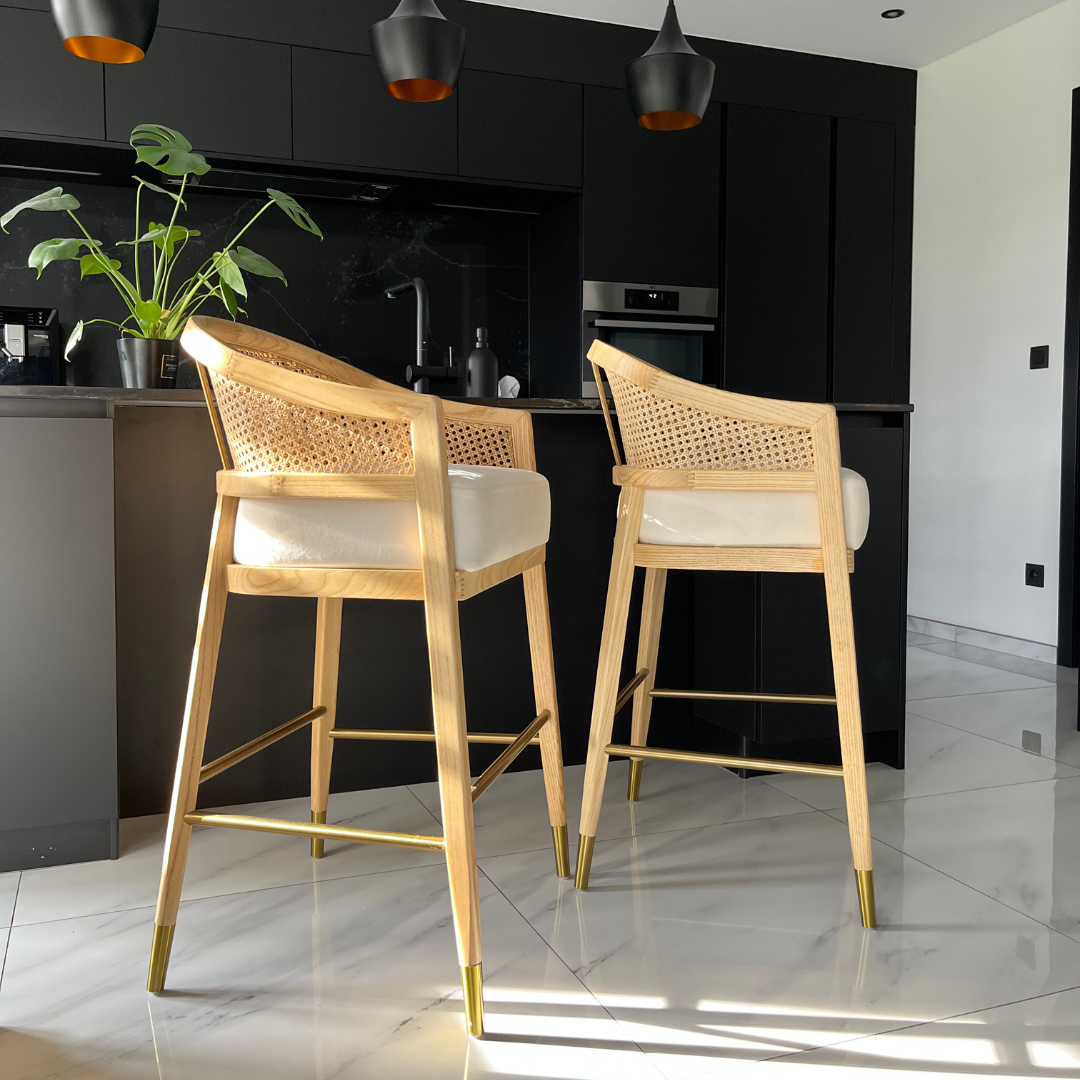 MARY Wood and cane Bar stool