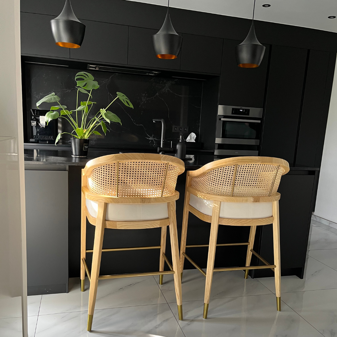 MARY Wood and cane Bar stool