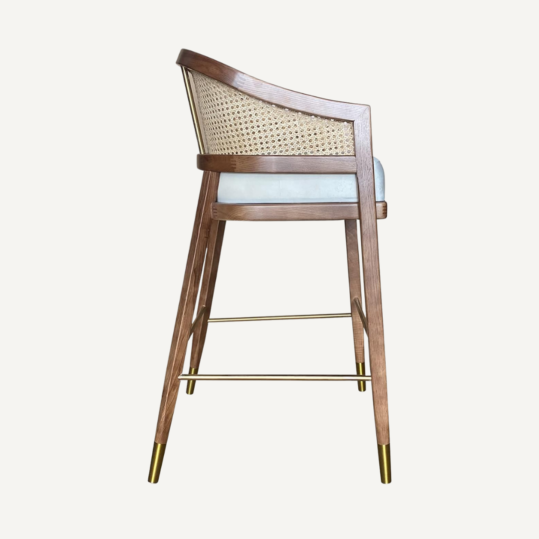 MARY Wood and cane Bar stool