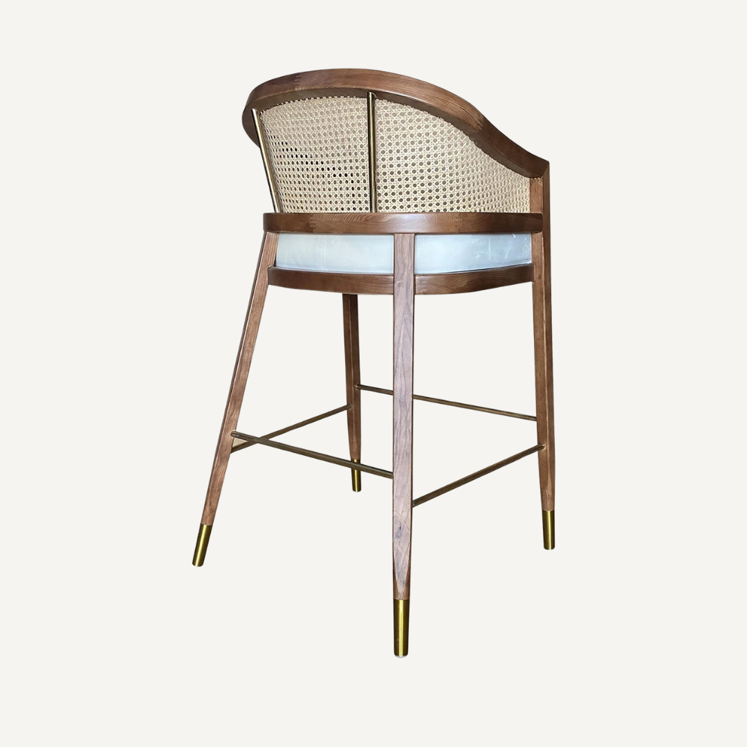 MARY Wood and cane Bar stool