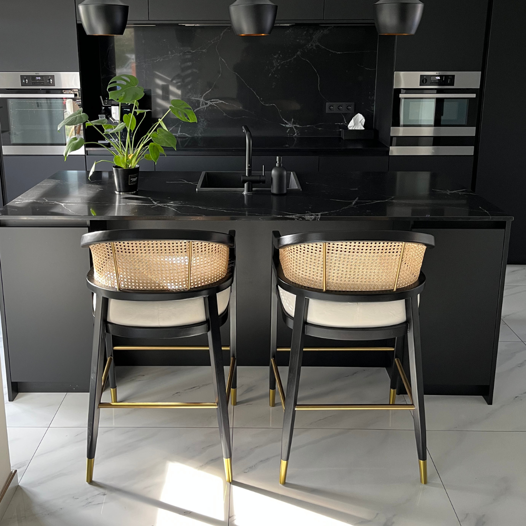 MARY Wood and cane Bar stool