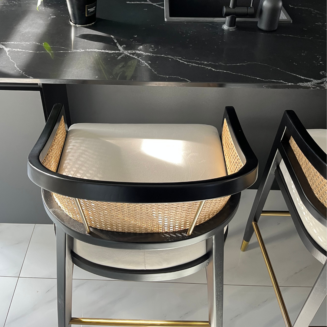 MARY Wood and cane Bar stool