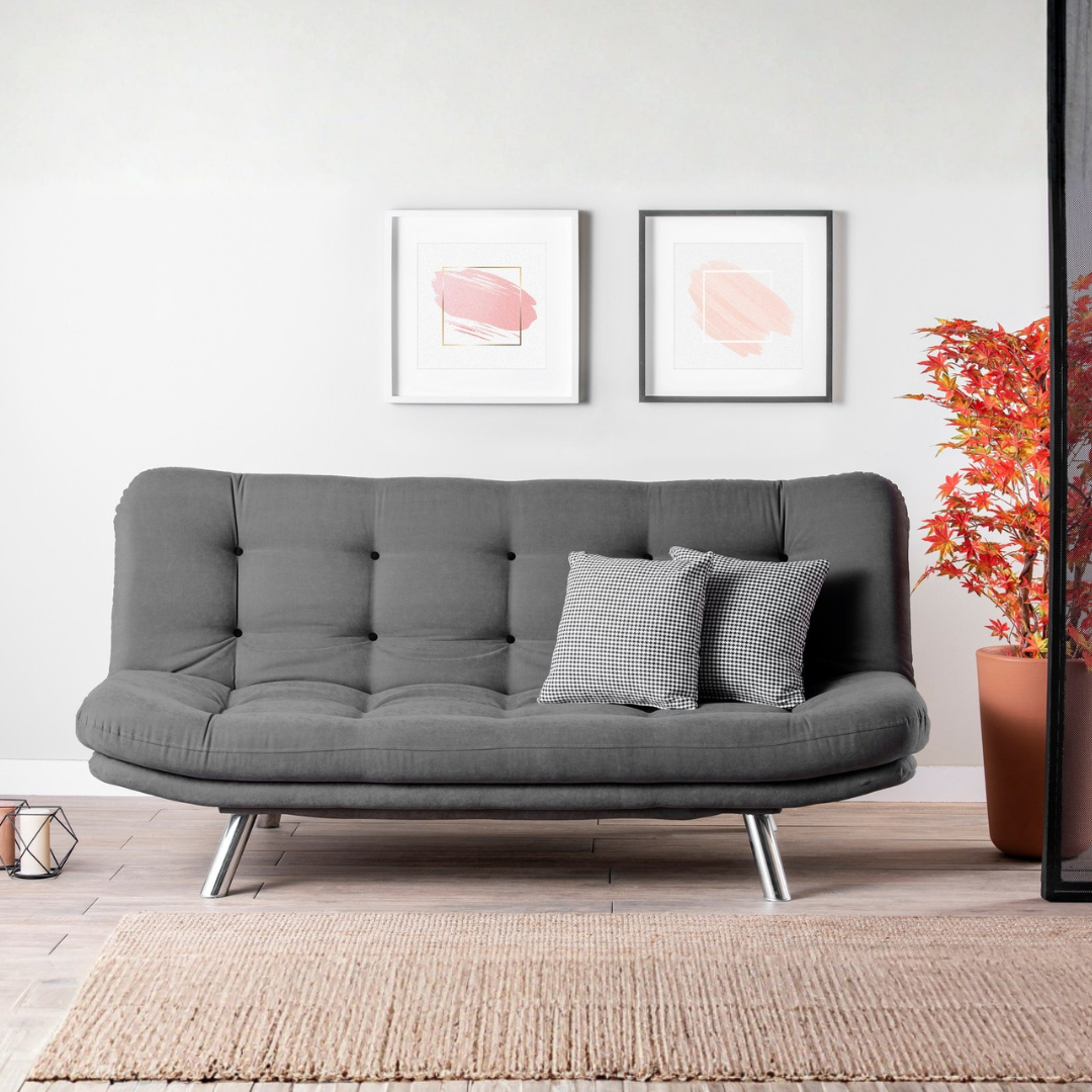 Misa Sofabed - Grey 3-Seater Sofa Bed | Large Pull-Out Couch for Guests