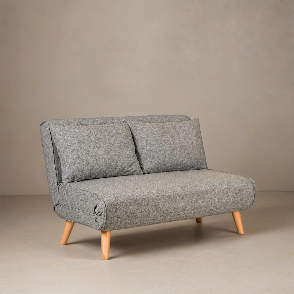 Folding 2-Seater - Light Grey  Two-Seater Sofa Bed
