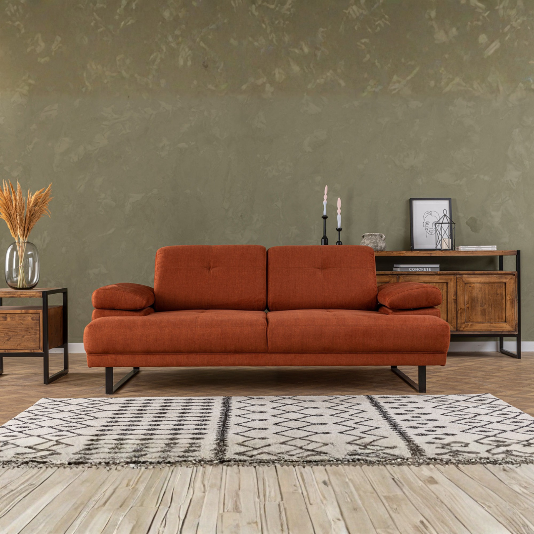 Mustang Orange Two-Seater Sofa Bed
