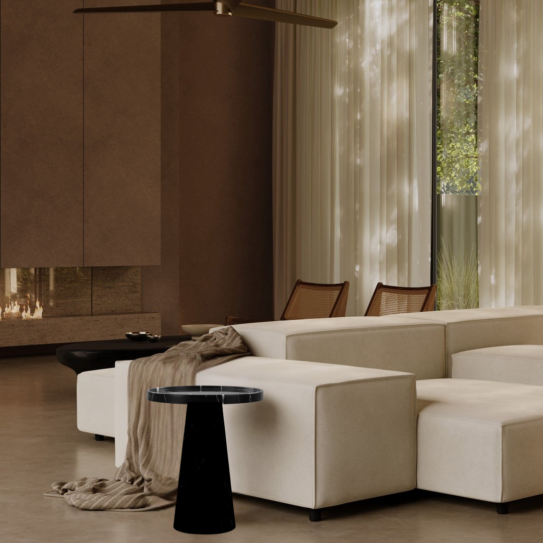 Naida black metal & Marble coffee table