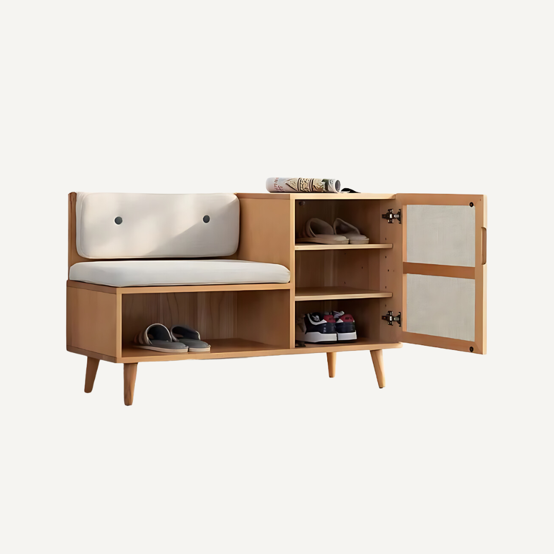 Pratico rattan cane entryway bench