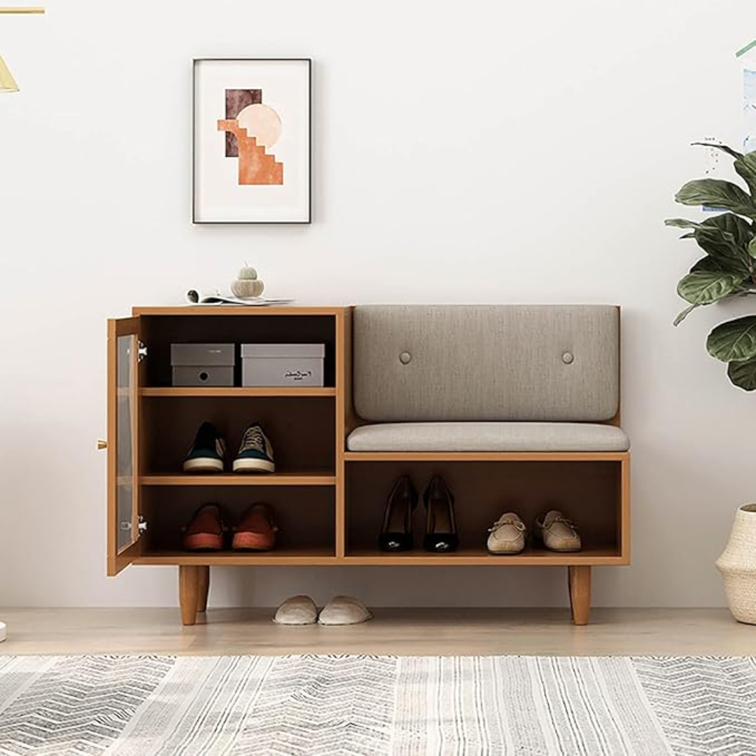 Pratico rattan cane entryway bench