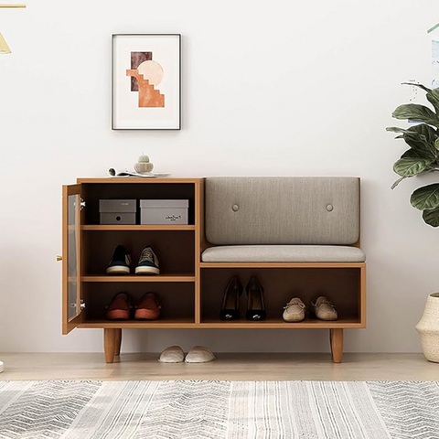 Pratico rattan cane entryway bench