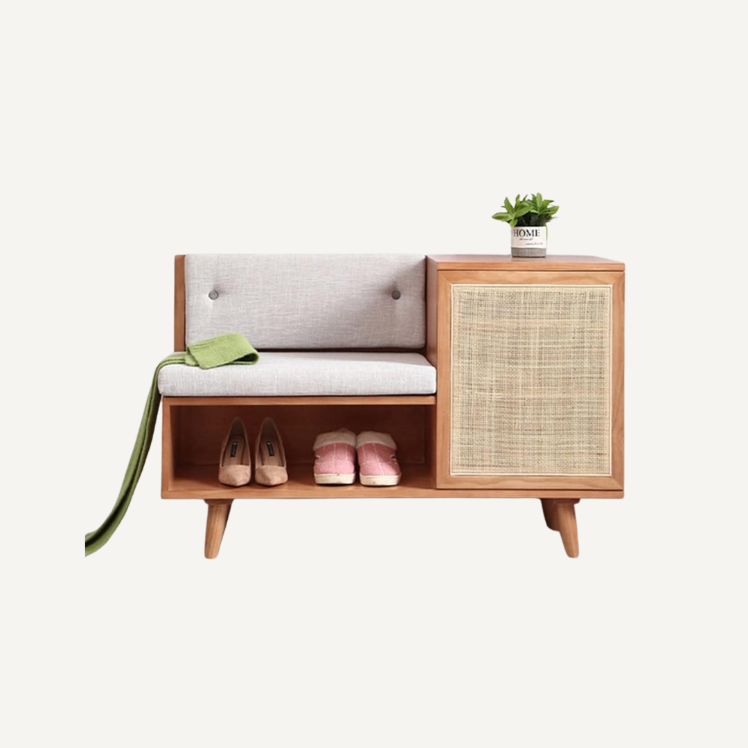 Pratico rattan cane entryway bench