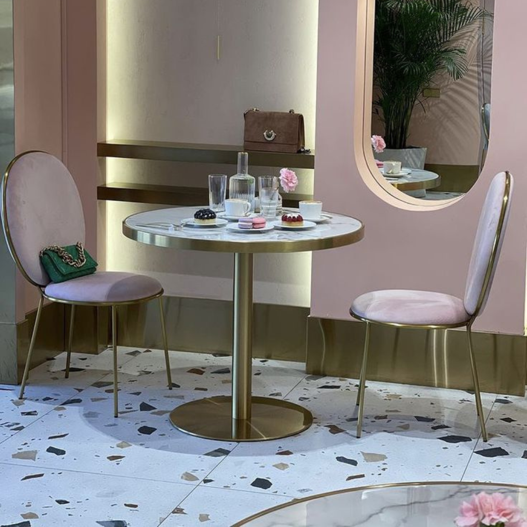 Round marble effect table - Bruno