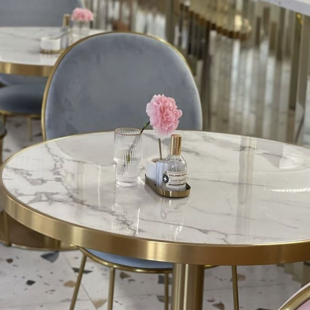 Round marble effect table - Bruno