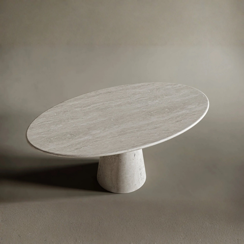 table ovale en travertin