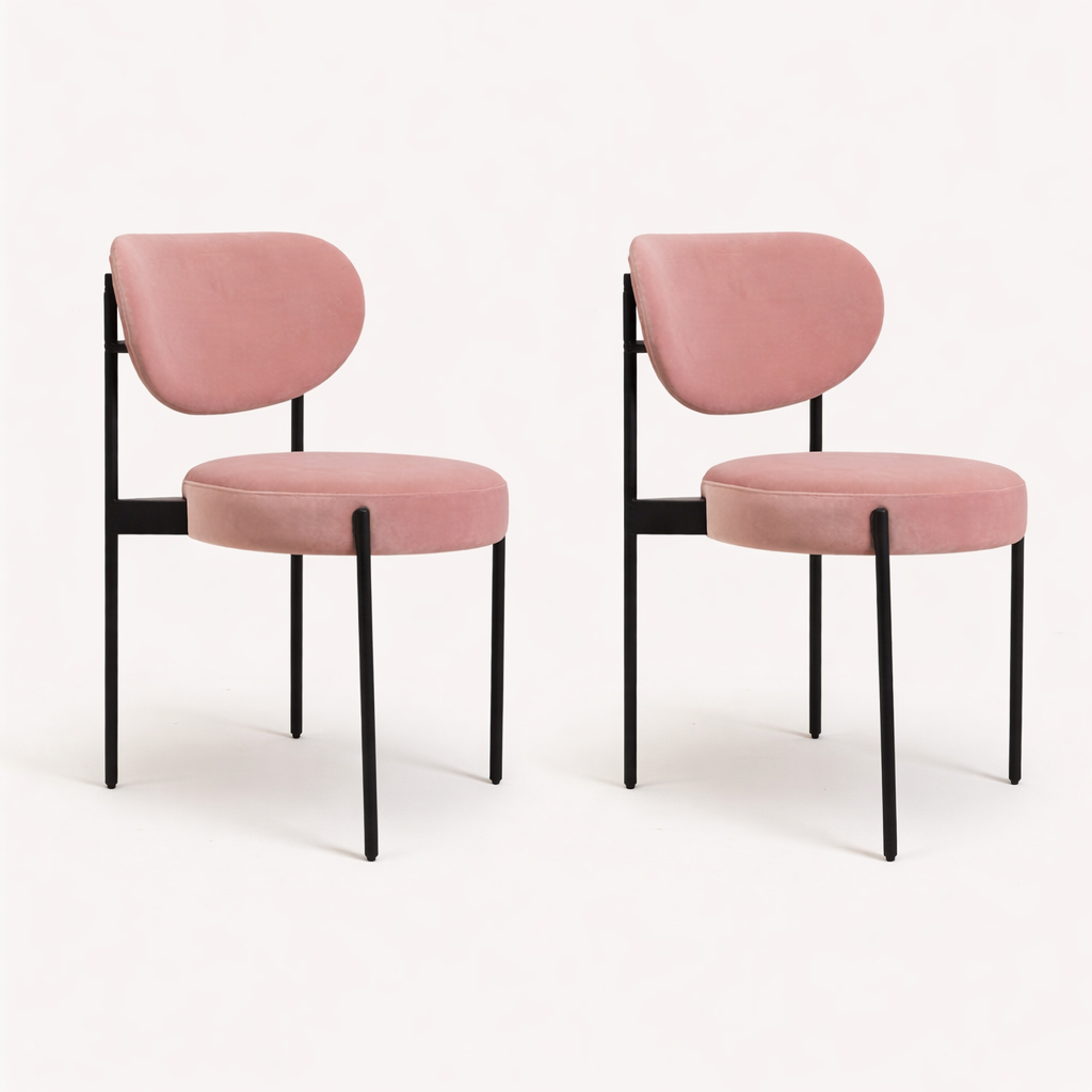 Ensemble de 2 chaises Pandora en velours rose